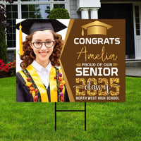 Personalized Graduation Yard Sign 2025 with Photo - Grad Sign, Class of 2025, Custom Graduation 2025 Yard Sign with Metal H-Stake