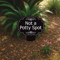 Not a Potty Spot Yard Sign 10” x 14” - Rust-free Aluminum Dog Poop Sign for Lawn, Please Clean Up After Your Dog Sign with Integrated Stake