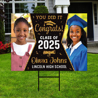 Personalized Graduation Yard Sign 2025 with Photo - Grad Sign, Class of 2025, Custom Graduation 2025 Yard Sign with Metal H-Stake