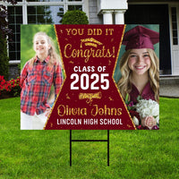 Personalized Graduation Yard Sign 2025 with Photo - Grad Sign, Class of 2025, Custom Graduation 2025 Yard Sign with Metal H-Stake