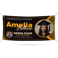Graduation 2025 Personalized Banner Sign With Photo - 13 Oz Heavy Duty Waterproof Class of 2025, Graduation Vinyl Banner With Metal Grommets