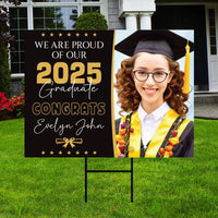 Personalized Graduation Yard Sign 2025 with Photo - Grad Sign, Class of 2025, Custom Graduation 2025 Yard Sign with Metal H-Stake
