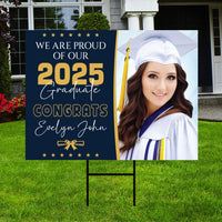 Personalized Graduation Yard Sign 2025 with Photo - Grad Sign, Class of 2025, Custom Graduation 2025 Yard Sign with Metal H-Stake