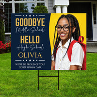 Personalized Middle School Graduation Yard Sign with Photo, Class of 2026, Outdoor Custom Graduation 2026 Party Yard Sign with Metal H-Stake