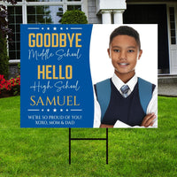 Personalized Middle School Graduation Yard Sign with Photo, Class of 2026, Outdoor Custom Graduation 2026 Party Yard Sign with Metal H-Stake