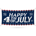 Happy 4th of July Banner Sign - 13 oz Heavy Duty Waterproof Blue Red Stars, Independence Day Patriotic Vinyl Banner with Metal Grommets