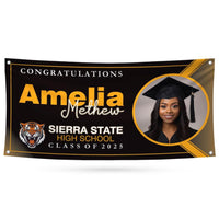 Graduation 2025 Personalized Banner Sign With Photo - 13 Oz Heavy Duty Waterproof Class of 2025, Graduation Vinyl Banner With Metal Grommets
