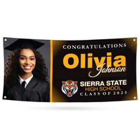 Graduation 2025 Personalized Banner Sign With Photo - 13 Oz Heavy Duty Waterproof Class of 2025, Graduation Vinyl Banner With Metal Grommets