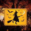 Funny Witch Crossing Yard Sign, Halloween Lawn Decoration with Stakes, Scary Outdoor Witch Sign, Spooky Fall Home Decor with Metal H-Stake