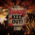 Beware Danger Haunted Keep Out Yard Sign with Stakes, Scary Halloween Lawn Decoration, Spooky Outdoor Haunted House or Walkway Décor