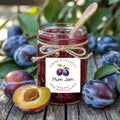 Personalized Plum Jam Roll Labels, Custom Plum Jam Product Stickers, Business Plum Jam Labels for Jars, Plum Jam Canning, Lid Stickers