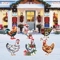 Christmas Chicken Yard Signs, Cute Outdoor Holiday Lawn Decorations with Stakes, Waterproof Xmas Garden Patio Pathway Winter Décor
