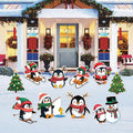 Penguin Christmas Yard Signs, Cute Outdoor Lawn Decorations with Stakes, Holiday Garden Penguin Cutouts for Xmas Party Pathway Walkway Décor
