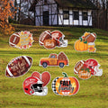 Fall Football Yard Signs with Stakes, Autumn Harvest Pumpkin Lawn Decorations, Thanksgiving Outdoor Garden Patio Sports Party Game Day Décor