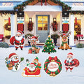 Christmas Yard Signs with Stakes, Outdoor Santa Reindeer Snowman Tree Wreath Décor, Cute Xmas Party Lawn Garden Holiday Decorations