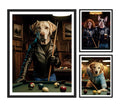 Custom Billiard Player Pet Portrait, Personalized Dog or Cat Painting, Pool Player Gifts for Dog Dad, Sports Game Room Wall Art Decor