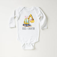 Eggs-Cavator Baby Bodysuit, Boys Easter Pullover
