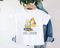 Eggs-Cavator Baby Bodysuit, Boys Easter Pullover