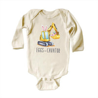 Eggs-Cavator Baby Bodysuit, Boys Easter Pullover