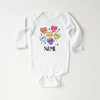 Custom Candy Hearts Baby Shirt, Personalized Valentine’s Day Outfit