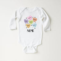 Custom Candy Hearts Baby Sweatshirt, Personalized Valentine’s Day Outfit