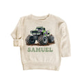 Personalized Monster Truck Baby Sweatshirt, Custom Kids Name Birthday Gift