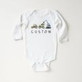 Personalized Construction Baby Bodysuit, Custom Dump Truck Boys Outfit