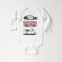 Emergency Vehicles Baby Bodysuit, Adorable Outfit for Boys & Girls