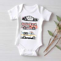 Emergency Vehicles Baby Bodysuit, Adorable Outfit for Boys & Girls