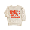 Snacks Are My Love Language Baby Sweatshirt, Cute Valentine Day Kids Outfit