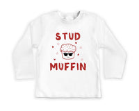 Stud Muffin Valentine's Day Baby Shirt, Cute Love Heart Kids Outfit