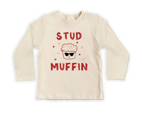 Stud Muffin Valentine's Day Baby Shirt, Cute Love Heart Kids Outfit