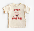 Stud Muffin Valentine's Day Baby Shirt, Cute Love Heart Kids Outfit