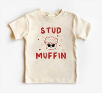 Stud Muffin Valentine's Day Baby Shirt, Cute Love Heart Kids Outfit