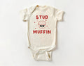Stud Muffin Valentine's Day Baby Bodysuit, Cute Love Heart Kids Outfit