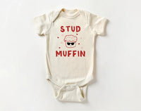 Stud Muffin Valentine's Day Baby Shirt, Cute Love Heart Kids Outfit