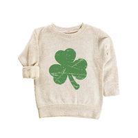 Retro Shamrock Baby Sweatshirt, Cute Irish Four Leaf Clover Kids Outfit