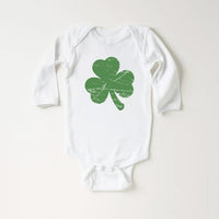 Retro Shamrock Baby Sweatshirt, Cute Irish Four Leaf Clover Kids Outfit