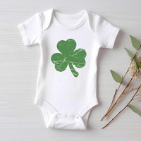 Retro Shamrock Baby Sweatshirt, Cute Irish Four Leaf Clover Kids Outfit