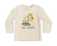Eggs-Cavator Baby Bodysuit, Boys Easter Pullover