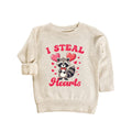 I Steal Hearts Baby Sweatshirt, Cute Animal Valentine Outfit