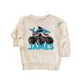 Monster Truck Baby Sweatshirt, Personalized Kids Outfit for Truck Lovers