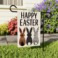 Happy Easter Bunnies Welcome Garden Flag, 12x18 Inch Double Sided, Rabbit Easter Day Yard Holiday Decorations, Easter Bunnies Flag