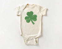 Retro Shamrock Baby Sweatshirt, Cute Irish Four Leaf Clover Kids Outfit