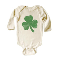 Retro Shamrock Baby Sweatshirt, Cute Irish Four Leaf Clover Kids Outfit