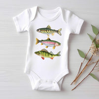 Trout Fishing Baby Bodysuit, Outdoor Kids Outfit