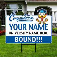 Personalized College Bound Future Yard Sign, College Logo Sign, Custom Graduate College University Bound Future Yard Sign with Metal H-Stake