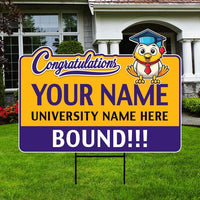 Personalized College Bound Future Yard Sign, College Logo Sign, Custom Graduate College University Bound Future Yard Sign with Metal H-Stake