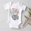 Strong Woman in Training Baby Bodysuit, Baby Shirt, Toddler Sweatshirt - Wildflower Floral Outfit, Women Empowerment Feminist Baby Gift