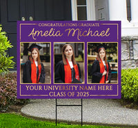 Personalized Graduation Yard Sign 2025 with Photo - Grad Sign, Class of 2025, Custom Graduation 2025 Yard Sign with Metal H-Stake